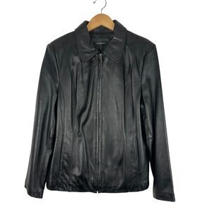 Colebrook Essentials 100% Leather Jacket‎ Womens XL Black Pockets Full Zip Biker
